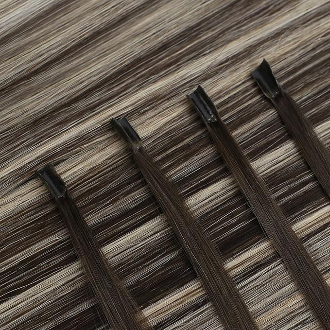 Full Shine U Tip Hair Extensions Real Human Hair Color 2 Darkest Brown Ombre to 60 Blonde and 2 Brown Ktip Human Hair Extensions 20 Inch Straight Remy Hair 50 Grams Fusion Extensions