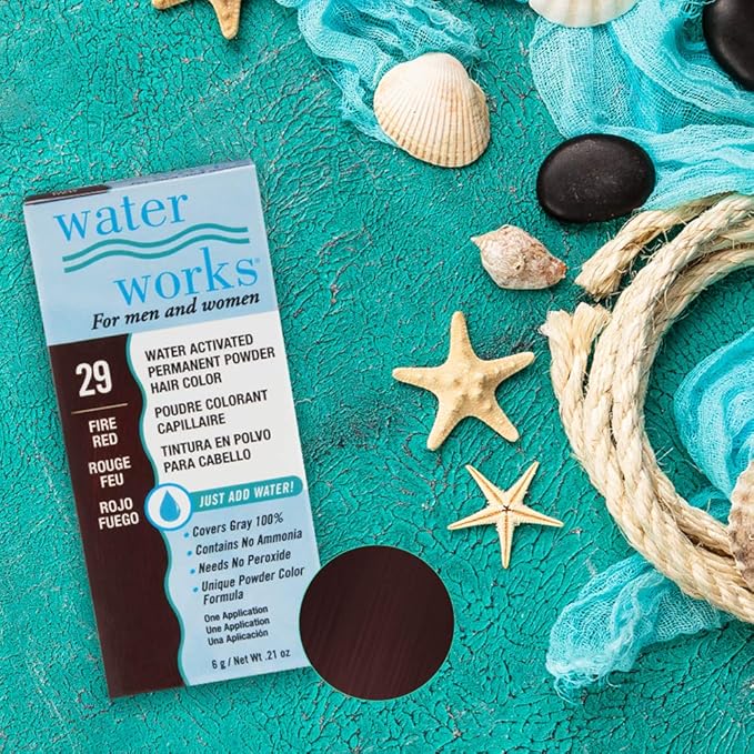Water Works Hair Color Powder, Fire Red – Permanent Hair Dye for Root Touch-Up & Full Coverage, Vivid Color, Men & Women, 3 Pack