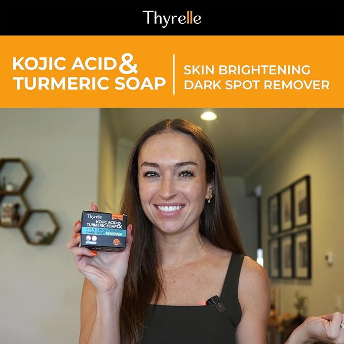 Kojic Acid and Turmeric Soap (3.5 oz) I Kojic Acid Soap for Body and Face I Turmeric soap bar with Panthenol, Vitamin C, Vitamin E and Prebiotics