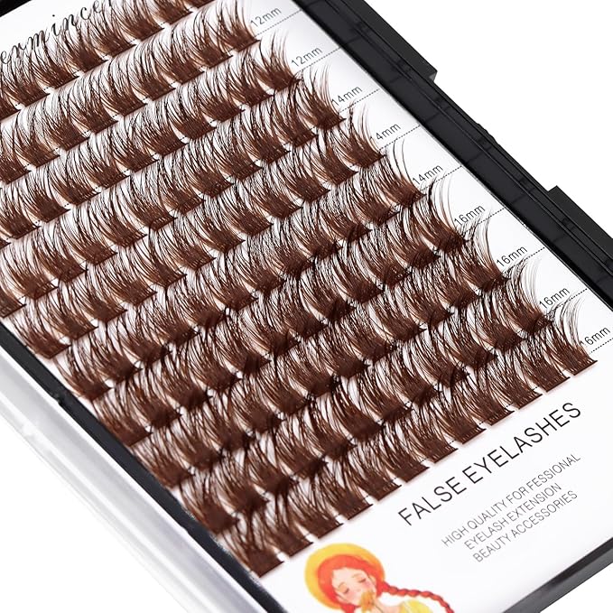 Bodermincer Lash Clusters D Curl Black/Brown/Colored Lashes 10-12-14/12-14-16/16-18-20mm Mixed Lash Clusters Kit For Beginner (M01-Dark Brown-14-16-18-20mm MIX)