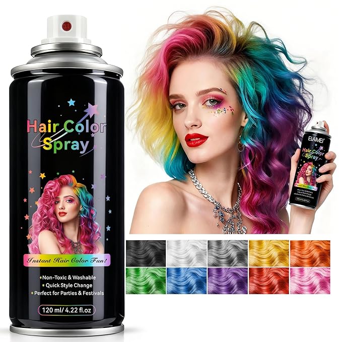 Temporary Hair Spray Color for Kids Women - One-Time Use Green Hair Spray, Vegan and Cruelty-Free Semi-Permanent Hair Color Dye (4.02Oz, Gray)