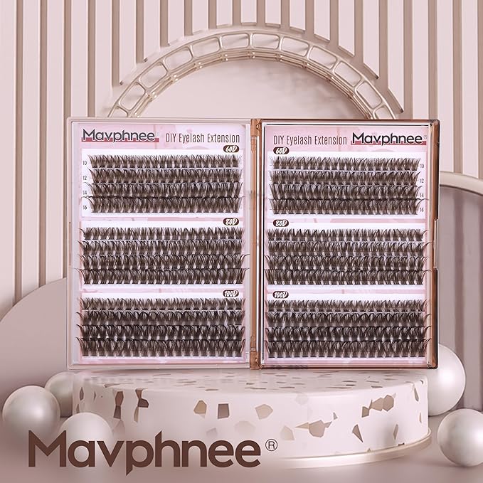 Brown Lash Extensions D-Curly Eyelash Extensions 480Pcs Volume Lash Clusters Dark Brown Cluster Eyelash Extensions Wispy Clusters Individual Lashes Thick Cluster Lashes (60D 80D 100D Mixed, 10-16MM)
