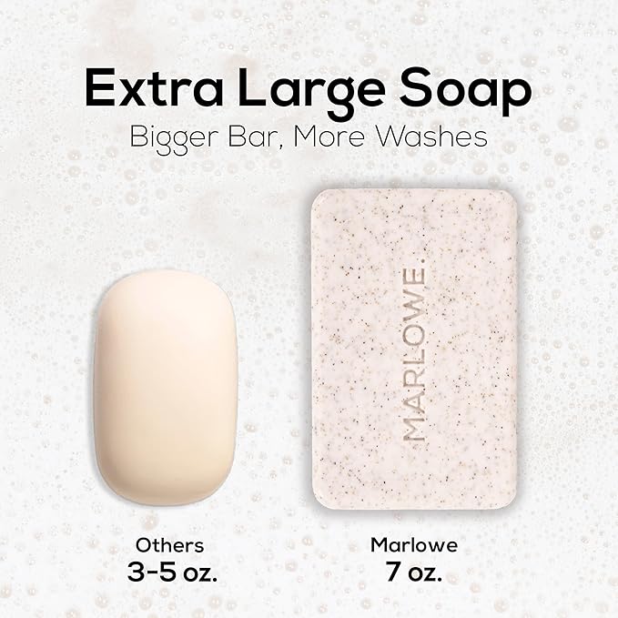 MARLOWE. No. 102 Body Scrub Soap 7 oz (3 Bars), Exfoliating Soap Bar with Shea Butter, Olive Oil & Green Tea Extracts, Cleanses, Smooths & Revitalizes Skin, Original Sage & Fir Scent