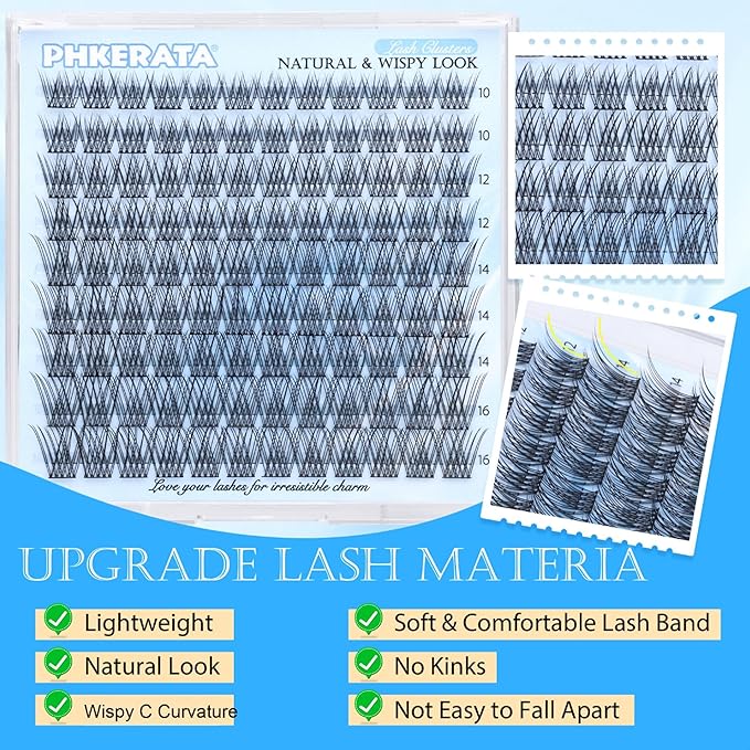 Wispy Lash Clusters Natural Eyelash Clusters 108 pcs Cluster Eyelash Extensions DIY Individual Lashes Clusters with Soft Lash Band, 10-16 mm