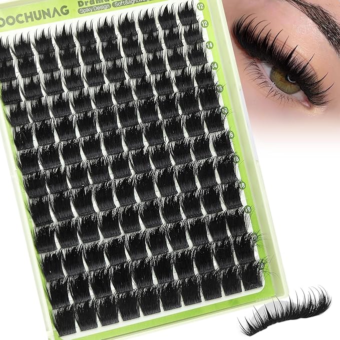 Thick Eyelash Clusters Spikes Lash Clusters D Curly Volume Cluster Eyelash Extensions 300D12-20mm Russian Individual Lashes Mink DIY Spiky Eyelashes Extension by TOOCHUNAG