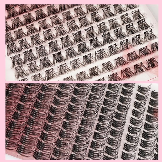 Lash Clusters Wispy Cluster Eyelash Extensions Invisible Lash Band 154Pcs 10-16mm Natural Lash Extensions Fluffy Volume Lash Clusters D Curl Individual Lashes for Beginners (QA-10-16mm)