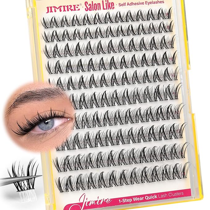 Fairy Self Adhesive Eyelashes Wispy Lash Clusters with Glue Press on Lashes Reusable Self Adhesive Manga Lash Clusters 8-14MM Pre-Glued Eyelashes Clusters Easy to Apply Beginners Friendly by JIMIRE