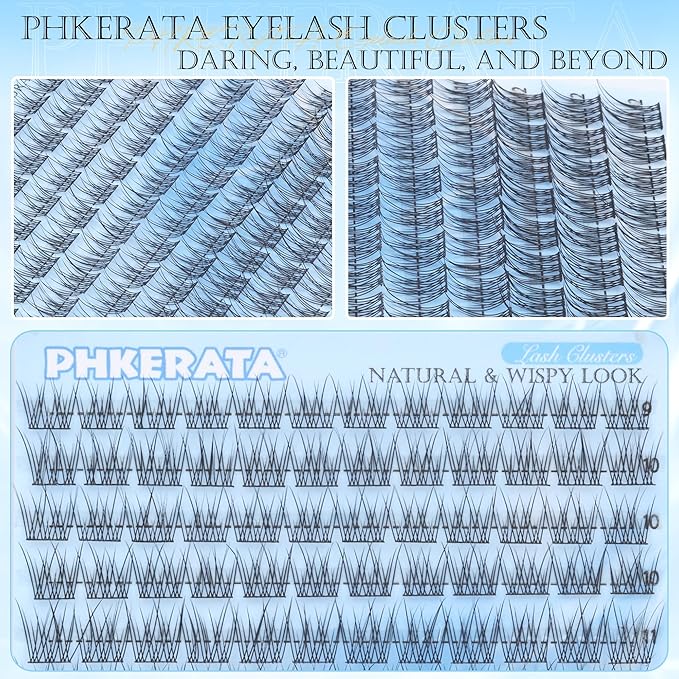 Natural Lash Clusters Wispy Cluster Eyelash Extensions 120 pcs Individual Lashes DIY C Curvature Eyelash Clusters 9-12 mm Natural Lashes Clusters