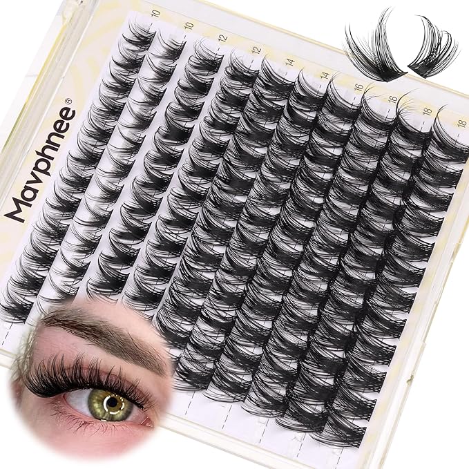 Eyelash Clusters Wispy Lash Extensions Natural Individual Lashes D-Curly Cluster Lashes 10-18MM DIY at Home Cluster Eyelash Extensions 120 Pcs Eye Lash Clusters by Mavphnee