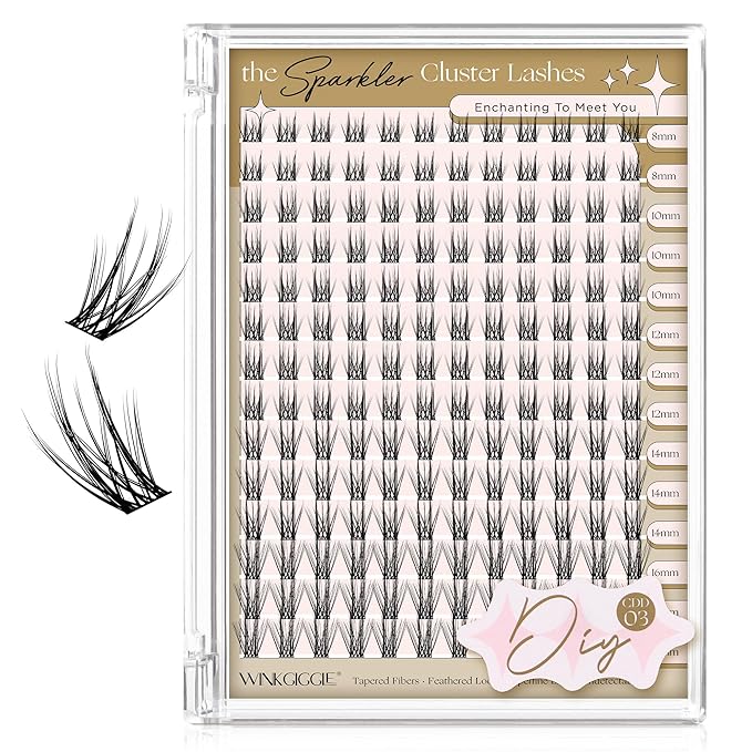 WINKGIGGLE Lash Clusters DIY Eyelash Extensions Natural Volume, Individual Wispy Lashes Clusters for Home Application