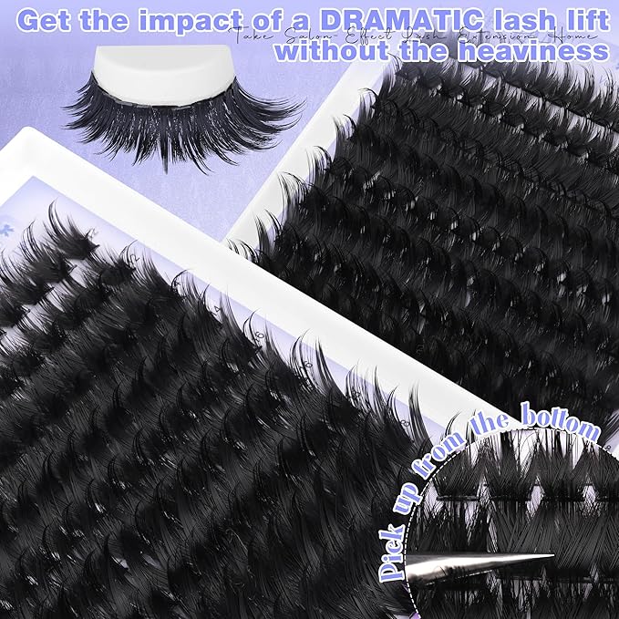 Lash Clusters Manga Eyelash Clusters Wispy Lashes Clusters with Spikes 260D Fluffy Individual Lashes 12-20mm Volume Eyelash Cluster Extensions Thick False Eyelashes Cluster Lash Extensions
