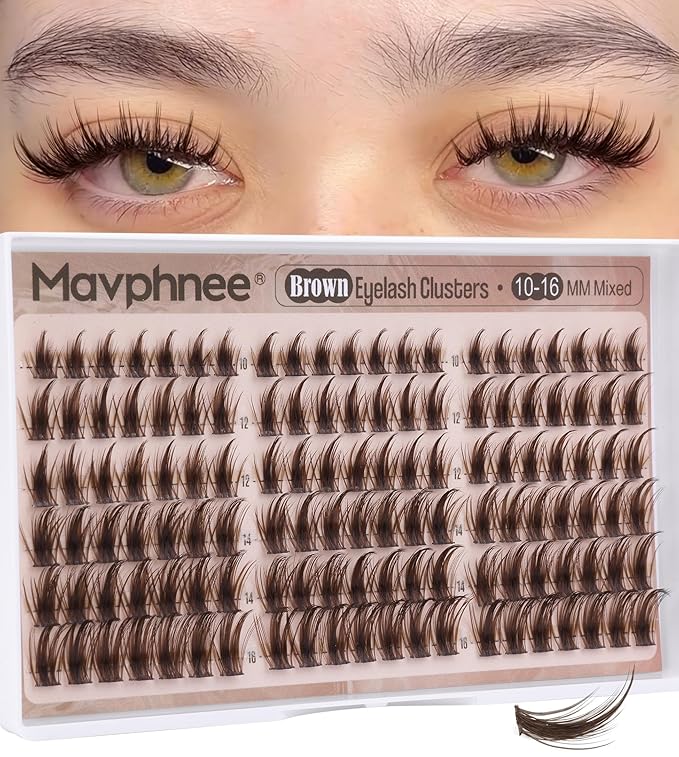 Brown Eyelash Clusters Manga Lash Clusters Spiky Cluster Eyelash Extensions Dark Brown Anime Individual Lashes Fairy Cluster Lashes Easy Application for Beginners (10-16MM, C-Curly)