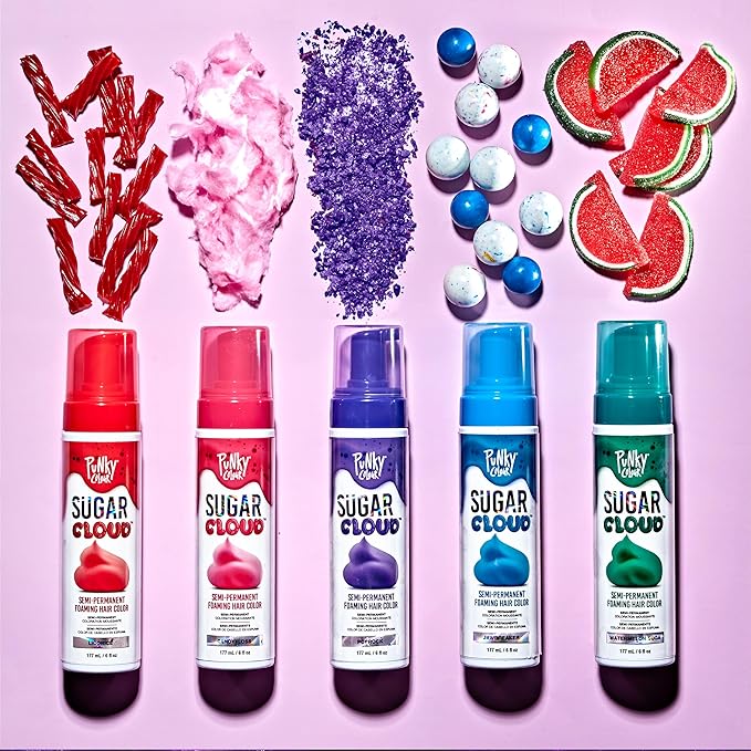 Punky Sugar Cloud Semi-Permanent Foam Hair Color, Licorice - Vibrant Hair Dye for Long-Lasting Color, Easy Application Foam Hair Dye, 6 fl oz.