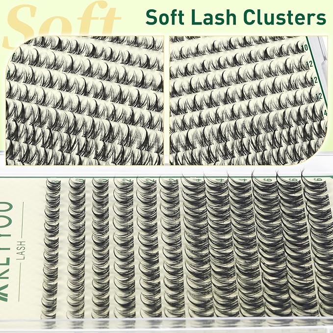 KEYYOULASH Lash Clusters Spiky Manga Lash Extension D Curl 120pcs 8-18mm Wispy Eyelash Clusters Natural Eyelash Extensions Individual Lashes DIY at Home(KY07)