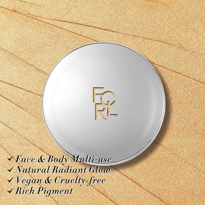 FOCALLURE Shimmer Face Highlighter Makeup Powder, Gel to Powder Glow Finish, Leaving a Lightweight & Healthy Radiance, Long Lasting Luminous Face Body Highlighter Makeup,GD02 Escape Into Hyperspace