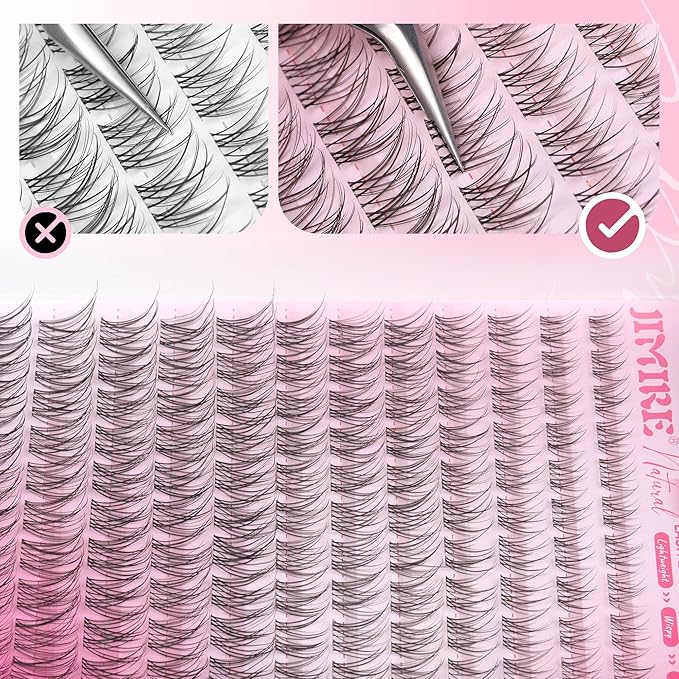 JIMIRE Lash Clusters Wispy Eyelash Clusters Natural Cluster Eyelash Extensions 8-16MM Spiky Lash Extensions Easy to Apply Pestañas Postizas Naturales DIY at Home
