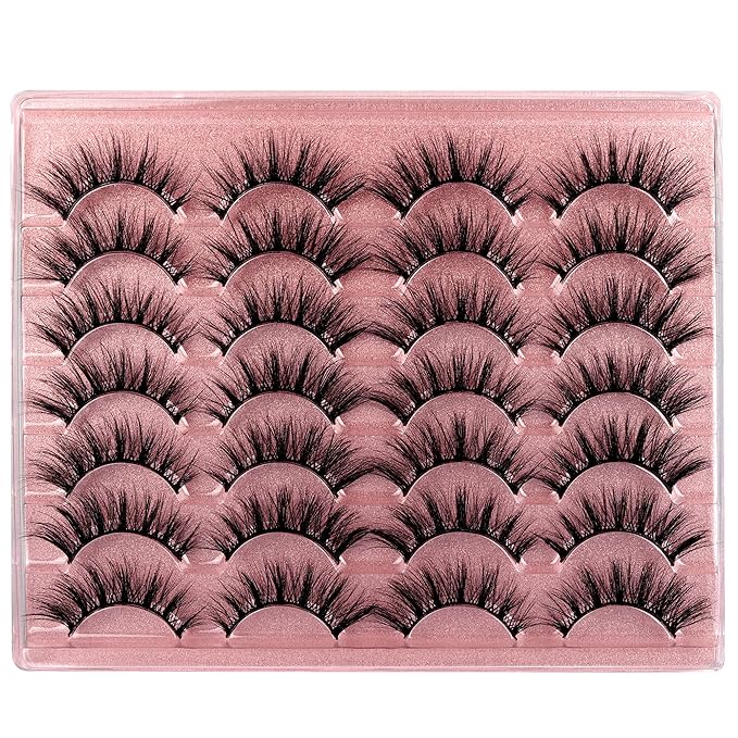 False Eyelashes Wispy Lashes Natural Look Eye Lashes Cat Eye Fake Eyelashes C-Curly False Lashes Volume Handmade Light Volume Eyelashes 14 Pairs Pack by zanlufly