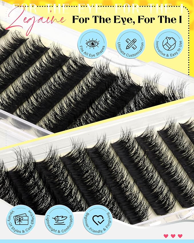 Fluff Individual Lashes Wispy Lash Clusters 100D Cluster Eyelash Extensions Volume Classic Lash Extension Soft as Cashmere SIY Eyelash Clusters 10-18MM by Zegaine(Separate It by Yourself)