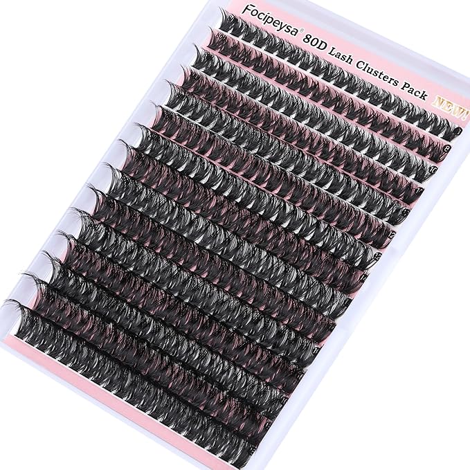 DIY Lash Extension Kit 300pcs Individual Lashes Cluster 80D D Curl Eyelash Extension Kit Lash Clusters with Lash Applicator Tool for Self Application by Focipeysa (80D-0.07D-8-18MIX)