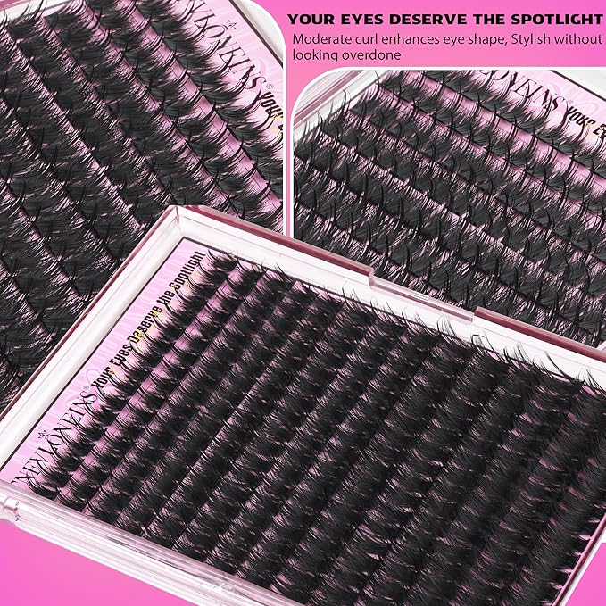 TNFVLONEINS Manga Lash Clusters Kit with Spikes Wispy Lash Extension Kit Fluffy Eyelash Clusters Anime Cluster Eyelash Extensions Spiky Individual Lashes soft Eyelash Extension Kit(12-20MM,224Pcs)