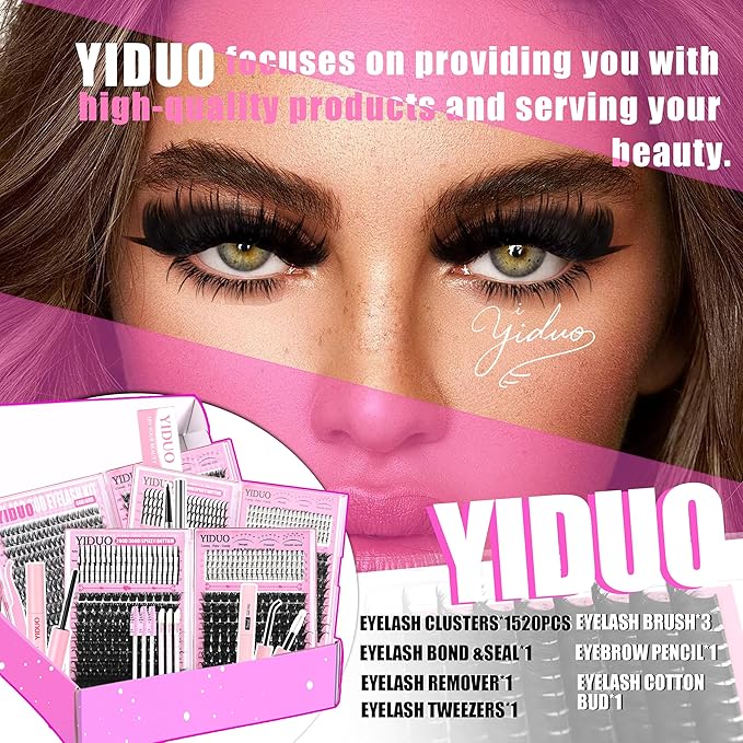6 Styles Mix Lashes Clusters Kit 3 Box Cluster Lash Book Kit with 2X Bond&Seal 1520Pcs 100D/200D/300D Volume Individual Eyelash Extension Gift Packs for Beginners Bulk Pack. DIY at Home Easily