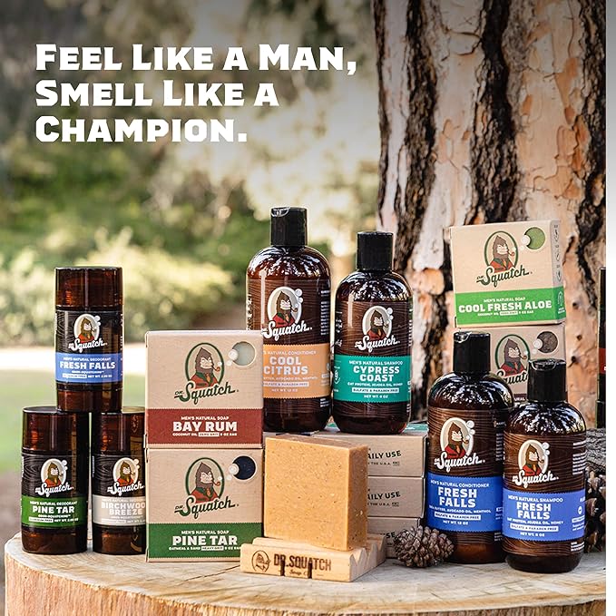 Dr. Squatch Natural Bar Soap for Men - Cold Process Soap with No Harsh Chemicals - Pine Tar (5 oz, 5-Pack)