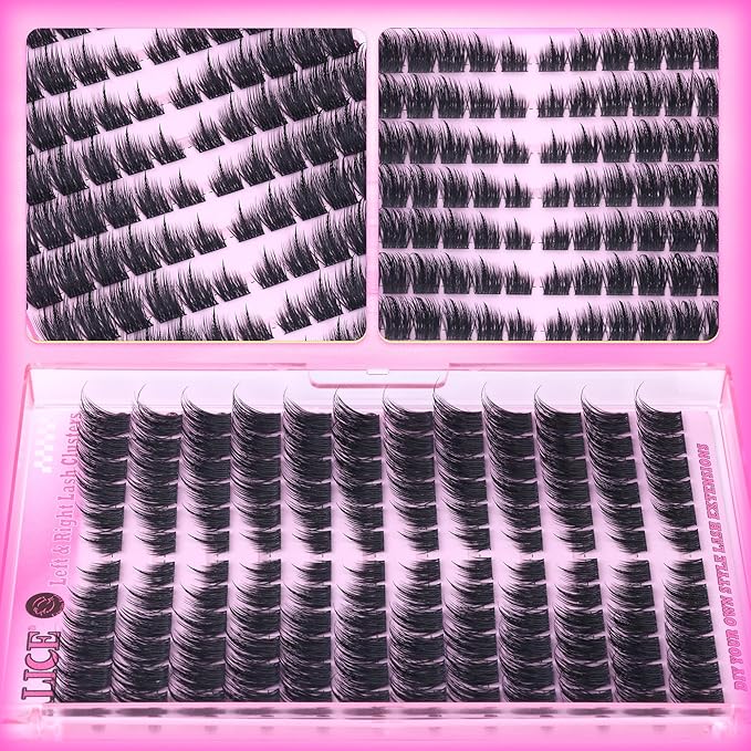 ALICE Lash Clusters Cat Eye Eyelash Clusters Wispy Fairy Cluster Eyelash Extensions Manga Individual Lashes Natural CD Curly Left & Right Lash Extension DIY Cluster Lashes with Spikes