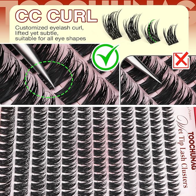 Manga Lash Clusters Volume Wispy Cluster Eyelash Extensions Anime Spiky Eyelash Clusters Thick Natural Lashes Clusters 12-18mm Cluster Lashes Individual 144pcss DIY Lash Extension by TOOCHUNAG