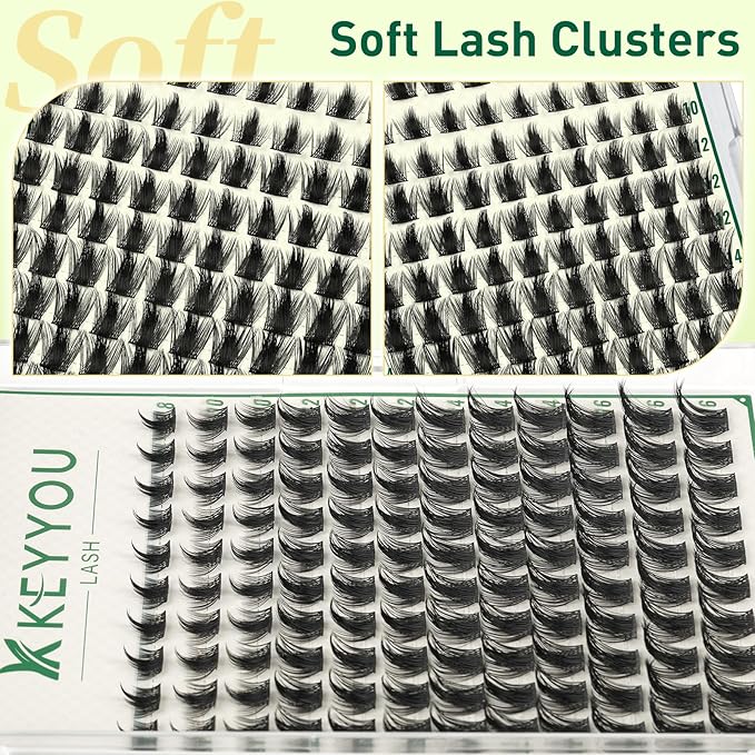 KEYYOULASH Lash Clusters Manga Lash Extension D Curl 120pcs 8-18mm Wispy Eyelash Clusters Natural Volume Eyelash Extensions Individual Lashes DIY at Home(KY09,D-8-18MIX)
