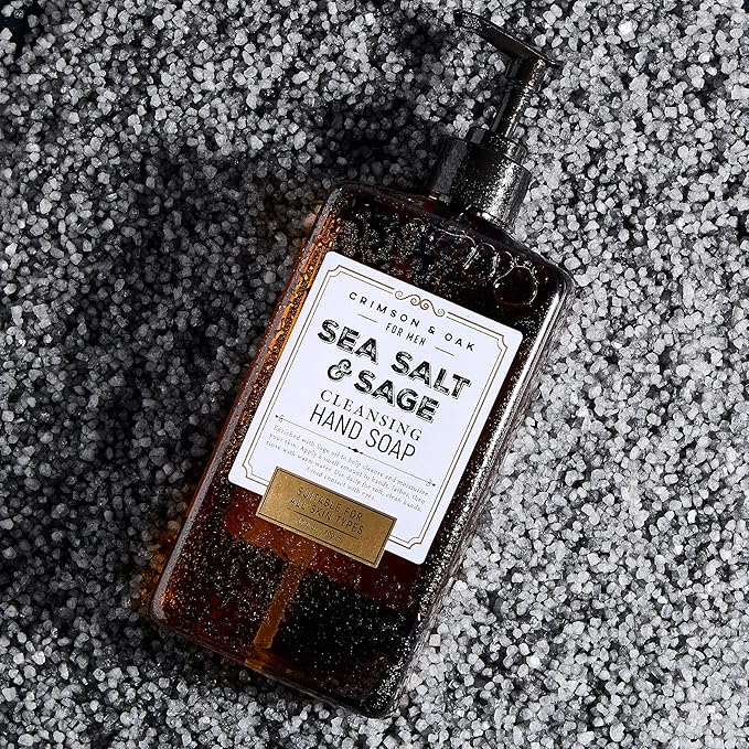Body Prescriptions Crimson & Oak Men's Deep Cleansing Hand Soap with Pump Dispenser, 17 Fl Oz (Pack of 2), Sea Salt & Sage