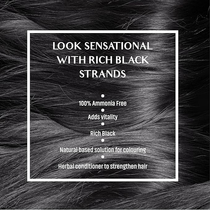 Vatika Naturals Permanent Hair Dye Rich Black, 100% Grey Coverage, Ammonia-Free, for Rich, Long-Lasting Color, No Damage, for Healthy, Vibrant Hair - 18 Sachets X 10g (Rich Black, Pack of 3)