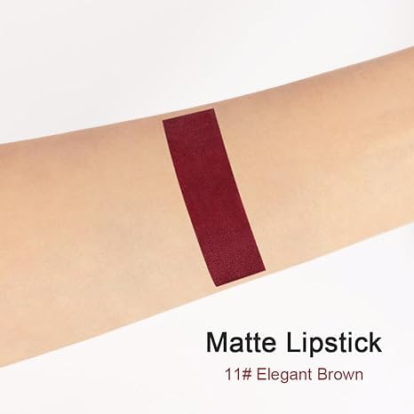 Generic Deep Dark Red Matte Lipstick and Lip Crayon Liner Pencil Pen Set for Women Lip Stain Long Lasting Waterproof labiales (1, 1Pcs 11# Deep Red)