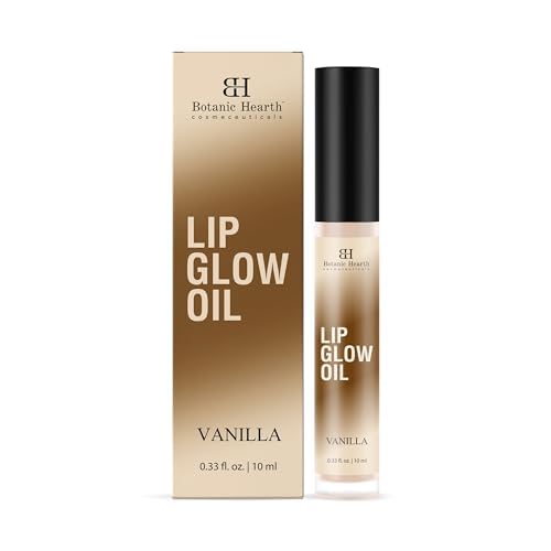 Botanic Hearth Lip Glow Oil With Vanilla Flavor | Moisturizing & Hydrating Lip Gloss Oil For Dry Lips | Transparent Gloss | Lightweight & Non Greasy | 0.2Fl Oz