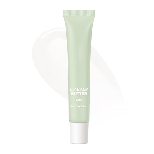4 Flavors Lip Glossy Butter Balm Lip Tint Hydrating Lip Gloss, Soothes & Softens Dry Lips High Shine Nude Color Nourishing Lip Care Finish (02# Mint, 0.5oz)