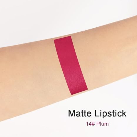 Generic Deep Dark Red Matte Lipstick and Lip Crayon Liner Pencil Pen Set for Women Lip Stain Long Lasting Waterproof labiales (1, 1Pcs 14# Plum Purple)