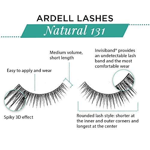 Ardell Natural Lashes False Eyelashes 131 Black - Soft & Wispy Volume Strip Lashes, 4 Pack