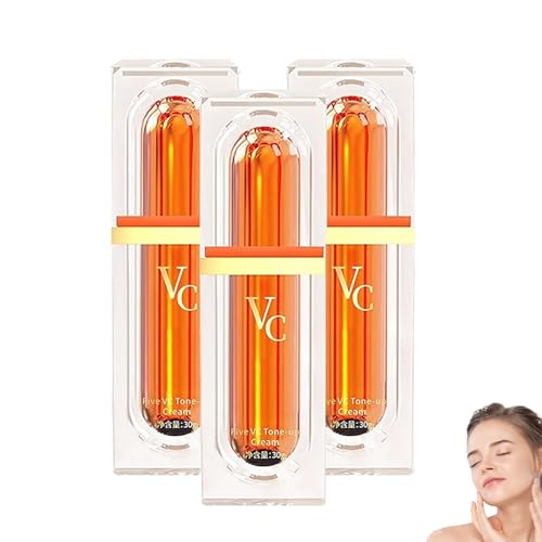 Japanese Vitamin C Makeup Tone Up Cream, Five Vitamin C Tone-Up Cream, Moisturizing Lady Plain Face Non Greasy For All Skin Types (3pcs)