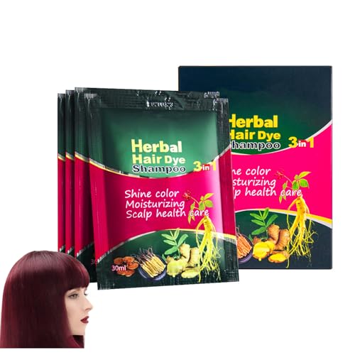 Wine Red Hair Dye Shampoo 3 in 1 for Women/Men Hair Color, Herbal Natural Dye Cover Gray Grey Coverage Permanent Instant | Easy to Use | Travel Size (Wine Red)