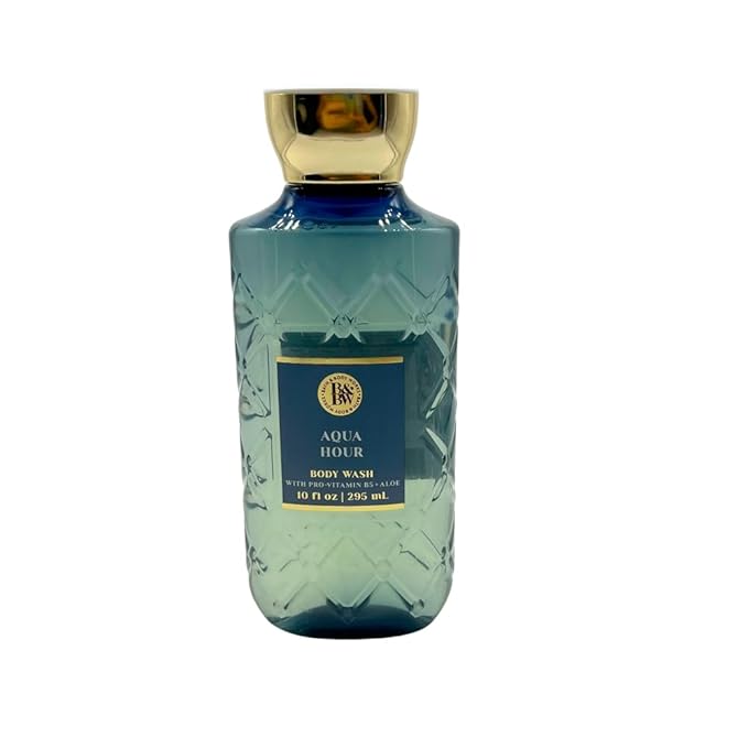 Bath & Body Works AQUA HOUR Fine Fragrance Mist, Ultimate Hydration Body Cream & Body Wash 3-piece Gift Set with a Red Bow for Holidays - Full Size