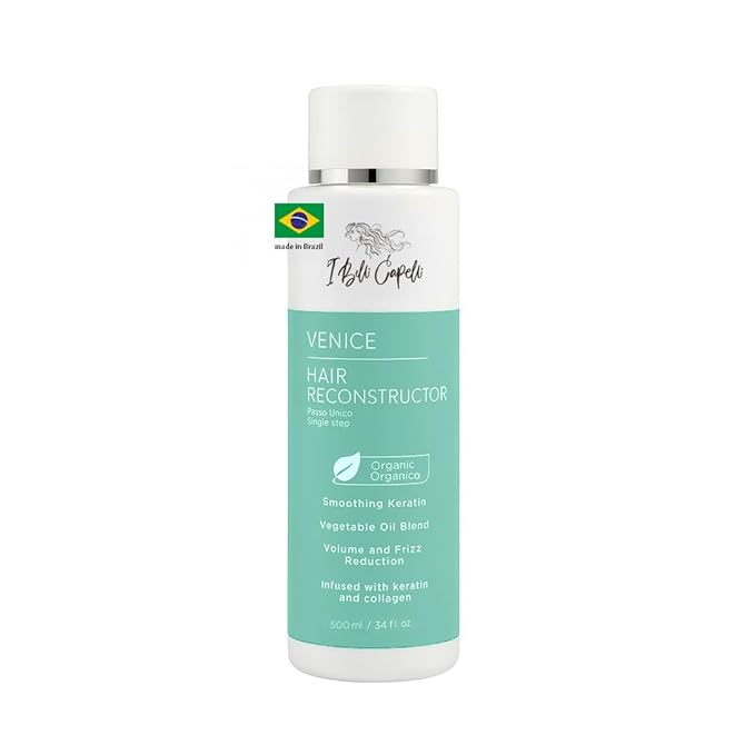 I Belli Capelli Venice Hair Reconstructor, Organic Keratin Hair Treatment Straightening in 1 Step- Formaldehyde Free, Keratina Organica, Keratina Para Alisar El Pelo Sin Formol (16.9 Fl Oz/ 500 ml)
