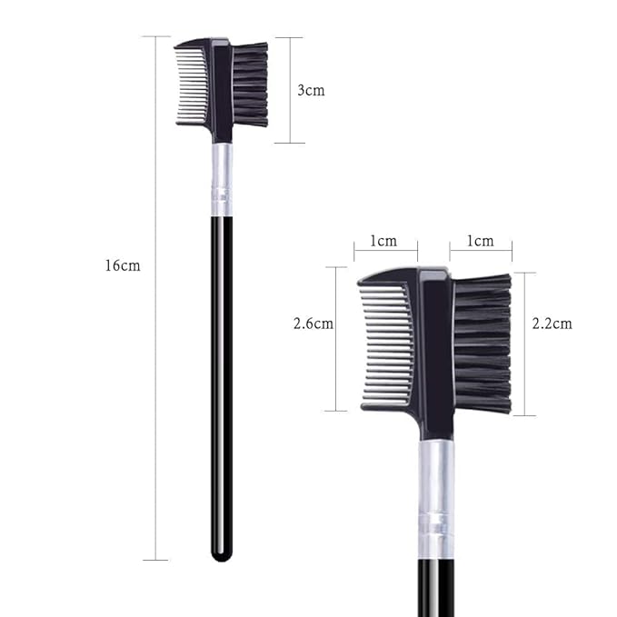 Eyebrow Brush Eyelash Separator Brow Comb & Lash Spoolie Professional Eye Makeup Tools (Black + Pink)(3 Pieces Set)