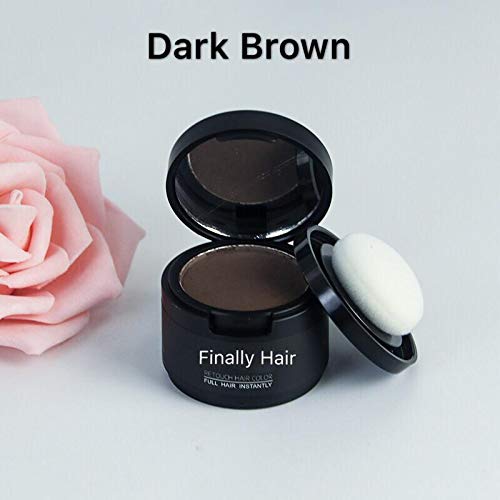 Finally Hair Dark Brown Hair Fibers & Concealer - Hairline Creator, Brow Enhancer, Beard Filler with Shadow Powder