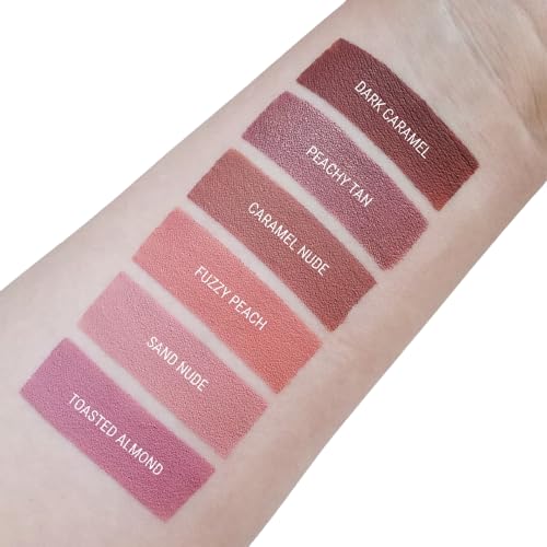 Aromi Sand Nude Matte Liquid Lipstick | Light, Peachy Nude Lip Color, Long Lasting and Smear Proof Lipstick, Handmade, Vegan and Cruelty-free Beauty