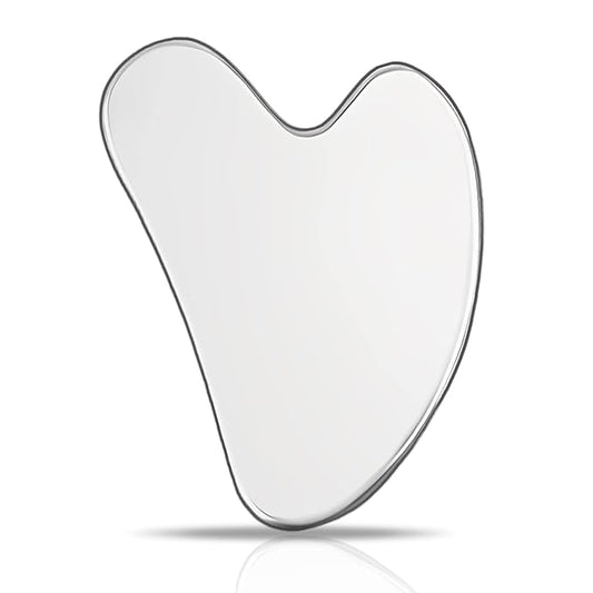 Gua Sha Facial Tools, Stainless Steel Guasha Tool for Face & Body, Gua Sha Tools for Puffiness Reducing & Jawline Sculpting Metal Guasha Tool for Women Self-Skincare, Silver