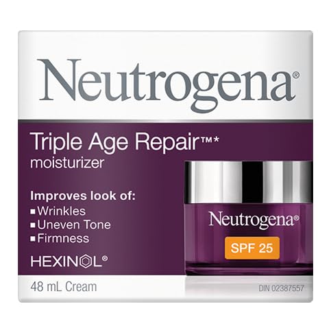Neutrogena Triple Age Repair Face Moisturizer - with Hexinol Technology & Vitamin C, Anti-Wrinkle Face Cream with SPF 25, Visibly Reduces Wrinkles & Firms Skin, 1.7 oz