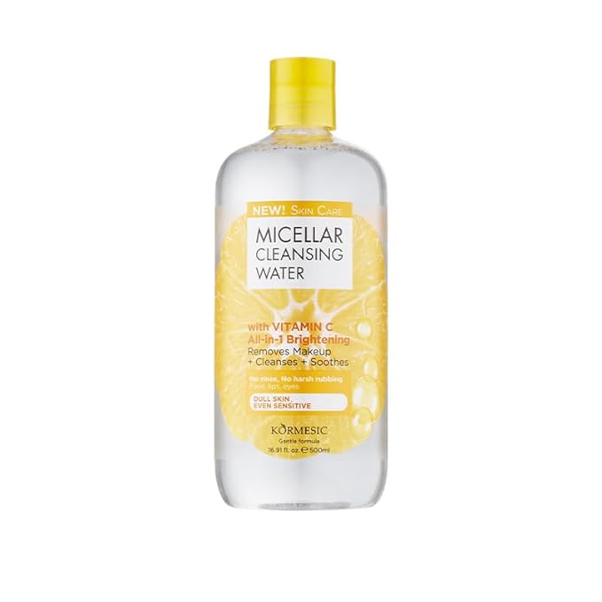 Micellar Water with Vitamin C, Face Cleanser & Makeup Remover For Eye, Lip & Face Makeup, Gentle Hydrating Formula For All Skin Types - 16.9 Fl Oz