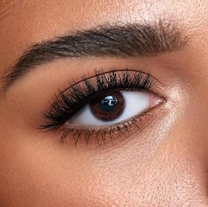 3D Clear Band Lashes 14mm Natural Soft Faux Mink Lashes C/D Curl Cat Eye Wispy Fake Eyelashes Short Cross Reusable False EyeLashes 7 Pairs (No.203)