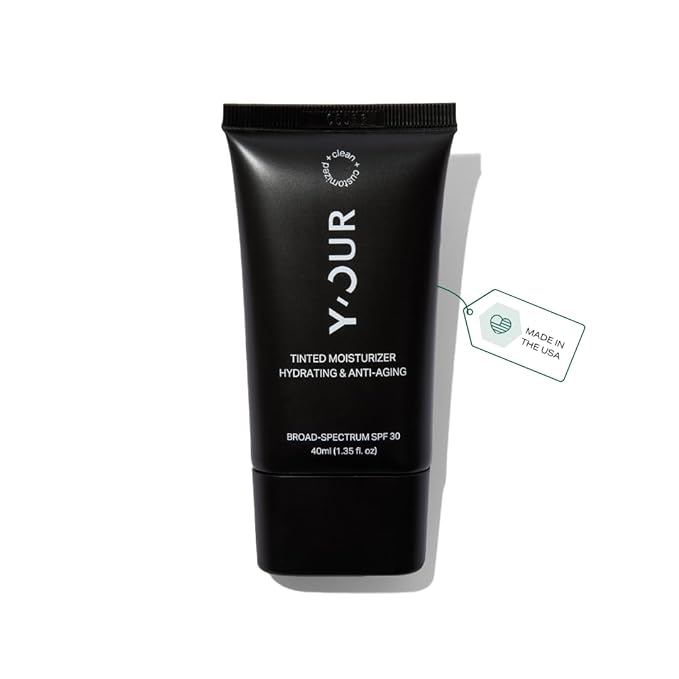 Y’OUR Tinted Moisturizer: Hydrating & Anti-Aging Tinted SPF 30 Makeup; Fragrance-Free, Oil-Free for Dry, Oily & Combination Skin. Made in USA. 1.35 fl. oz (Medium)