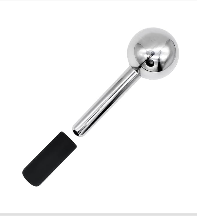 Betyura Ice Globes for Face & Eyes – Unbreakable Stainless Steel Cooling Cryo Sticks, Hot & Cold Facial Roller for Puffiness, Dark Circles & Daily Skincare（Black）