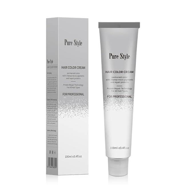 PureStyle 100ml Professional Permanent Hair Color Dye Cream Ammonia Free, Long Lasting Pink Color, 100% Gray Coverage, Natural Shine, For All Hair Types Easy At Home Application